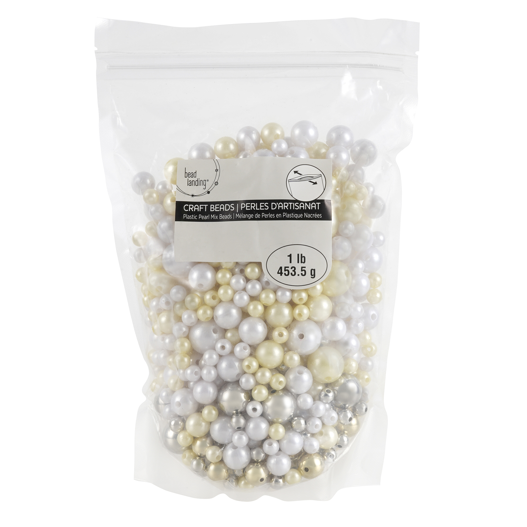 White, Cream & Gold Pearl Plastic Mix Craft Beads by Bead Landing®